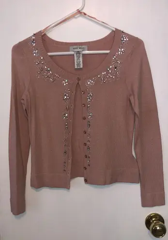 Nine West Pink cardigan with rhinestone Size XS