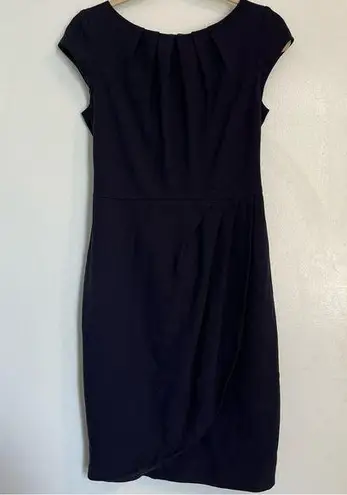 LK Bennett L.K. Bennett Navy Blue Sheath Dress Pleated Tulip Hem women’s size 6 cocktail