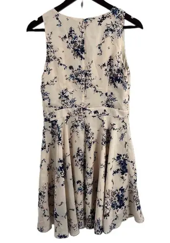 Ali & Jay Pink Blue Floral Satin V Neck A Line Dress Cutout Waist Womens Medium