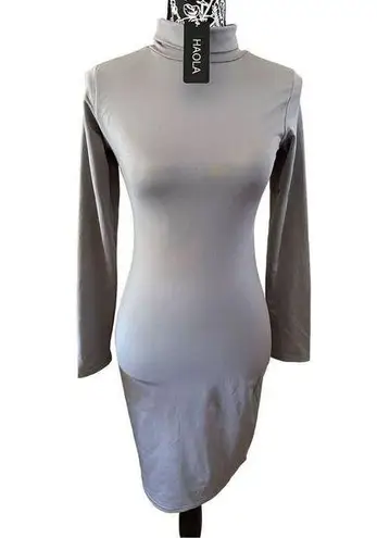 Nwt Haola Turtleneck Dress Open Back Formal Workwear Cocktail Career Professional Gray Size M