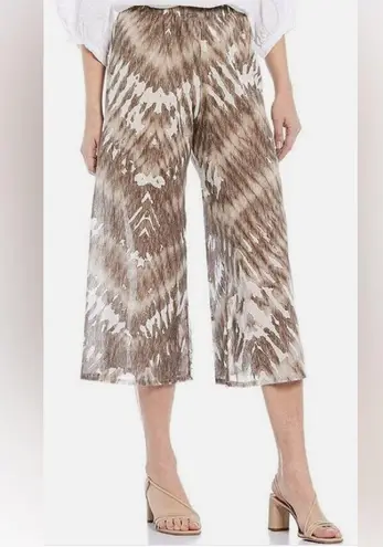 Bryn Walker 100% Cotton Sand Eli Pants Cropped Flowy Wide Leg Artsy Ikat Size XS