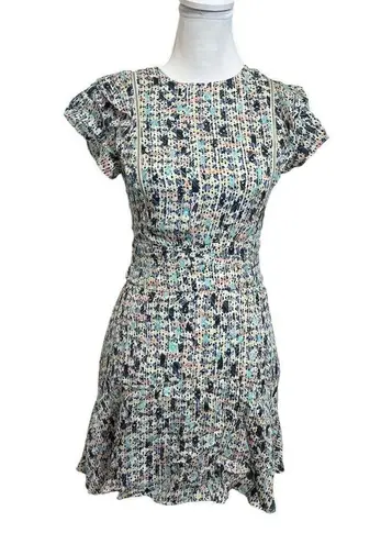 Reiss Bethan Ditsy Print Mini Dress Ruffle Tie Waist Women’s Size 0