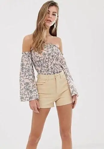 Parisian Sexy Floral Shirred Off Shoulder Top Size 14