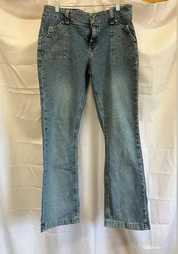 Blue Flare Wide Leg Jeans with Vintage