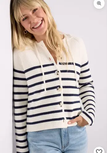 Evereve Isabel Hoodie Lady Like Knit Button Hooded Cardigan W1939 Sz L