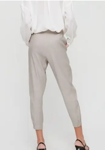 Babaton Aritzia Dexter Pull On Linen Blend Pants Trace Khaki Tan Medium Cropped