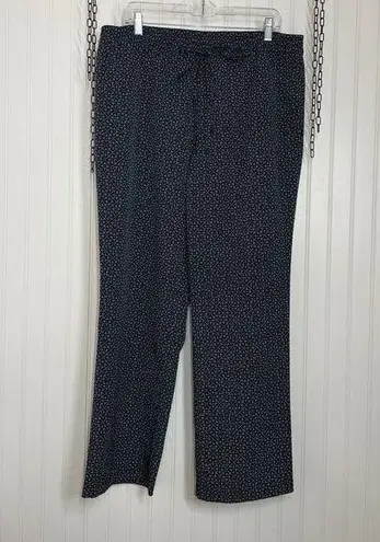 Talbots  Blue Geometric High Waisted Pocket Wide Legs Drawstring Pants Size 14 thumbnail 1