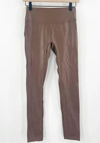 TAGOO Leggings Size Small Brown Liquid Shiny Stretch High Waist Tummy Control