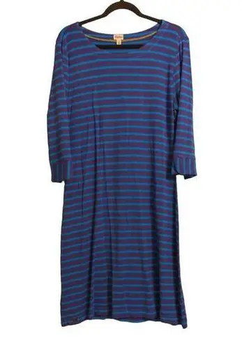 Hatley Womens Sheath Dress Purple Blue Stripe Stretch Long Sleeve Knee Length L Size L