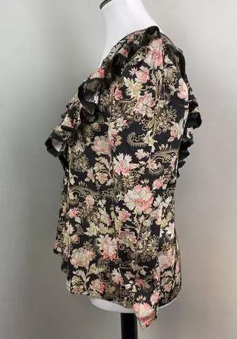 ST. ROCHE Floral Hatfield Top in Belladonna Print Organic Cotton Size 0 $285 Black