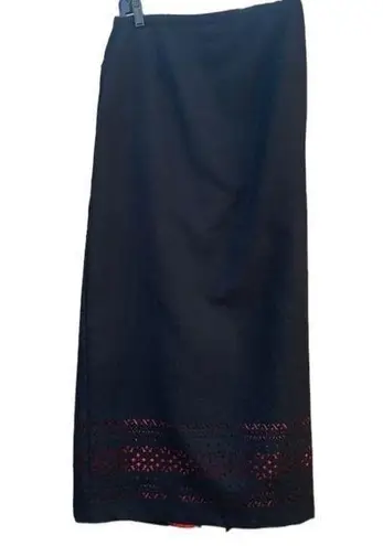 Urban Works women's BLACK maxi skirt Size 12 w/ Red lining/cutout