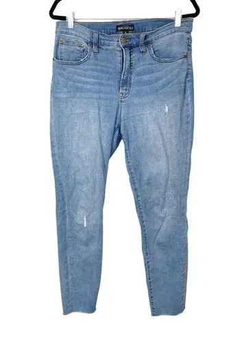 J. Crew Factory Woman's Sz 31High Rise Medium Wash Skinny Jeans Frayed Acid Wash Blue