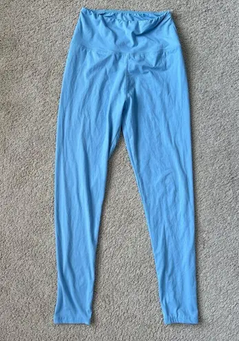 Blue Elastic High Waist Leggings Soft Fabric Size M