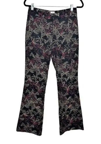 Cache  Vintage Black Embroidered Floral Flare Pants