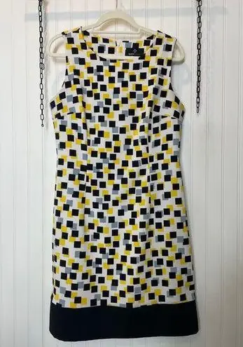 Ronni Nicole  Yellow Black White Sleeveless Office Career Sheath Dress Size 12