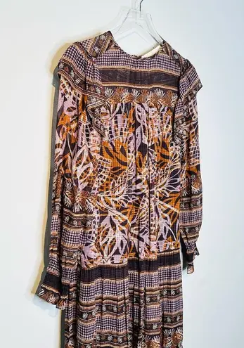 Marie Oliver Gracie Orchid Leaf Print Chiffon Midi Maxi Dress Size S