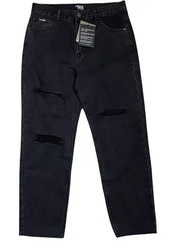 Insane Gene Womens Cropped Jeans Size 7/27 Black Ripped Destroyed Denim 31X26 Black