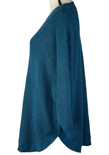 Black Tape SZ X Sweater Dolman Sleeve Chunky Knit Crew Neck Oversized Teal Blue