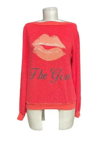 Wildfox  Red Lips Kiss The Girl Baggy Beach Jumper Top Size Small