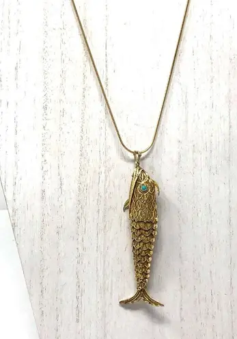 Antique Koi fish pendant, Art Deco 1930s Gold