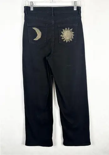 Time And Tru Time Tru Sz 4 Jeans Black Straight Hand Painted Gold Lunar Sun Witch Grunge 1602