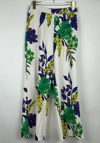 Dennis Basso Printed Luxe Crepe Pull-On Wide-Leg Pants Size XSP NWOT