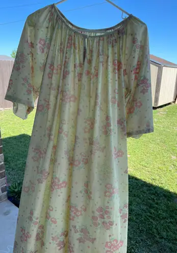Vintage Mistee yellow floral Light Dress Size L