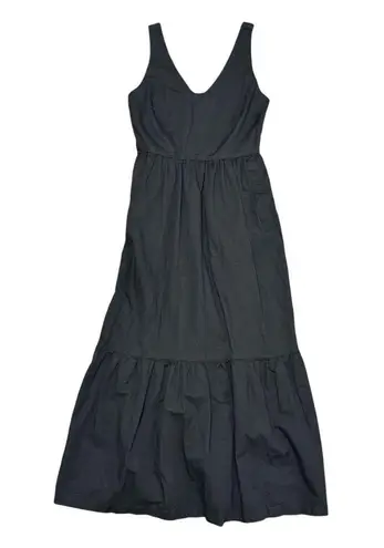 Pact Canopy Linen Blend Tank Midi Dress Smocked Breathable Organic Black Small S