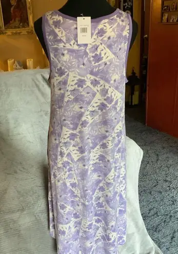 LOGO By Lori Goldstein Purple Sleeveless Dress W/Floral accents size Medium NWT