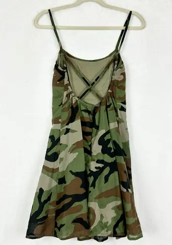 Denim Supply Ralph Lauren Open Back Camo Mini Slip Dress Size 4 Cotton Green