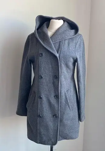 James Perse Hooded Coat Womens Sz 4 Grey Double Breasted Sweatcoat