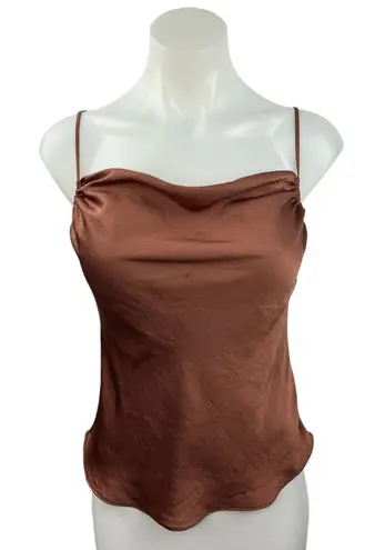 Wilfred Aritzia Brown Satin Silk Slip Sleeveless Camisole Tank Top Size Sz XS