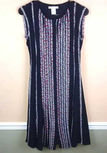 Oscar de la Renta Women’s Silk Floral Pleated Navy Blue Sleeveless Dress