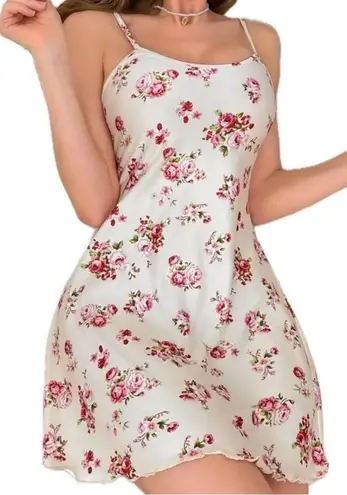 Boutique Cream White & Pink, Floral, Night Slip