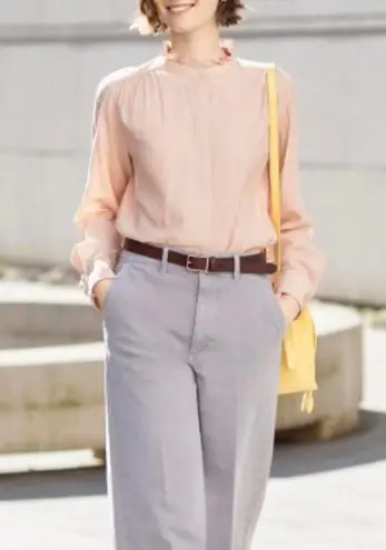 Uniqlo  Oversized Frilled Collar Blouse Pink XL - Image 3