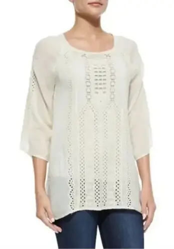Johnny Was Collection Liya Georgette Tunic Blouse Embroidery Eyelet Size 1X