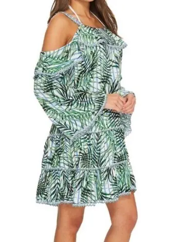 Red Carter Palm Party Swim Cover Mini Dress Tropical Hawaiian Aloha Vacation