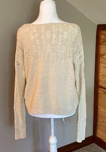 Mossimo Cream Crochet Knit Long Sleeve Sweater Extra Small Size XS