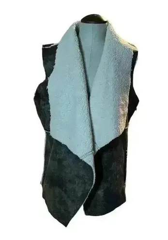 JACK NWT Women's Brown Faux Leather Shearling Open Vest Size L 70s Penny Lane