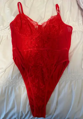 SheIn Red Lace Bodysuit