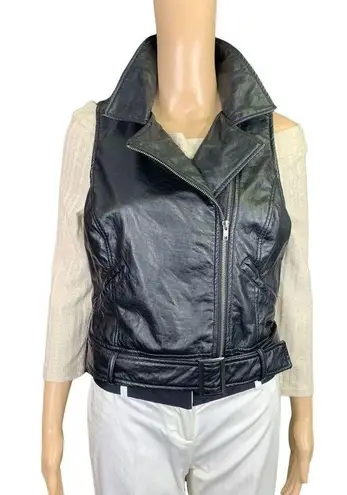 Jack by BB Dakota  Womens Vest Faux Leather Asymmetrical Belted Black Full Zip