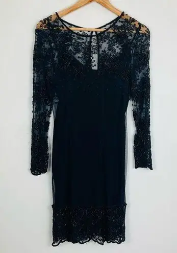 Naeem Khan’s vintage 90s Riazee Boutique floral beaded black cocktail dress. 4