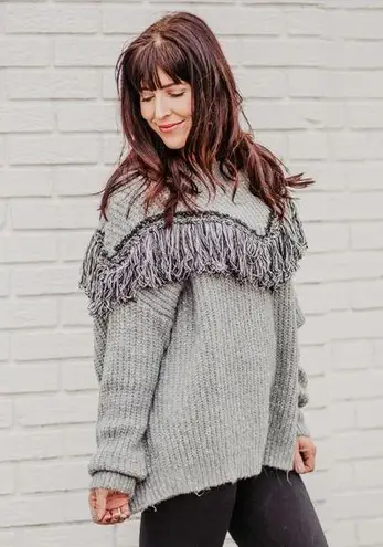 Kori Shaggy Fringe Green Sweater Size Large