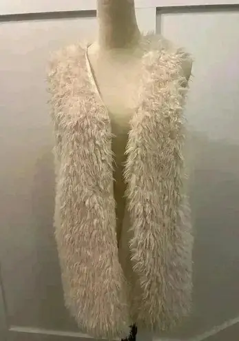 Boutique Unbranded Longline Cream Sherpa Vest, sz L Size L