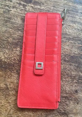 LODIS Under Lock & Key RFID Leather Card Wallet Red Clutch Women's 3x7.5.
