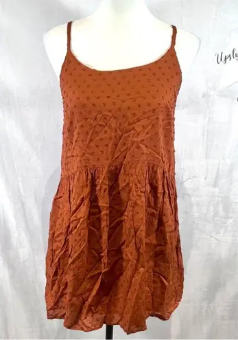 Loft  burnt orange rust Swiss clip dot babydoll sundress size XS petite