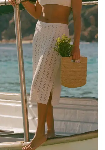 ANDIE Swim The Crete Coverup Skirt Scallop Crochet Gardenia Cream S NWT