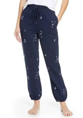 Honeydew | Medium | Over the Moon Celestial Embroidered Navy Joggers Sweatpants Blue