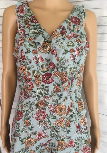 Turquoise Floral Dress, Size 3/4 Blue