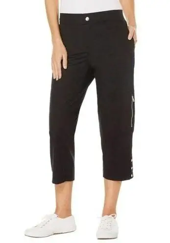Rafaella New! Women's Poplin Black Capri Pants With Pockets Size 14